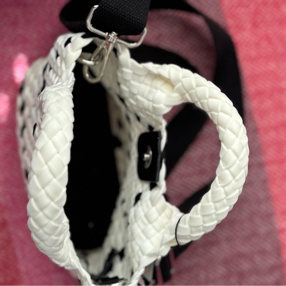 BCBGMaxAzria Black and White Woven Crossbody Bag - Picture 2 of 2